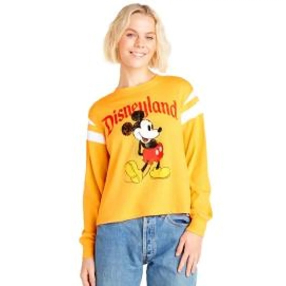 Disney, Walt Disney World, long sleeve, yellow cropped Mickey Mouse top